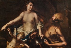 Venus in Vulcan's Forge with Cupid blindfolded by Alessandro Magnasco Oil Painting