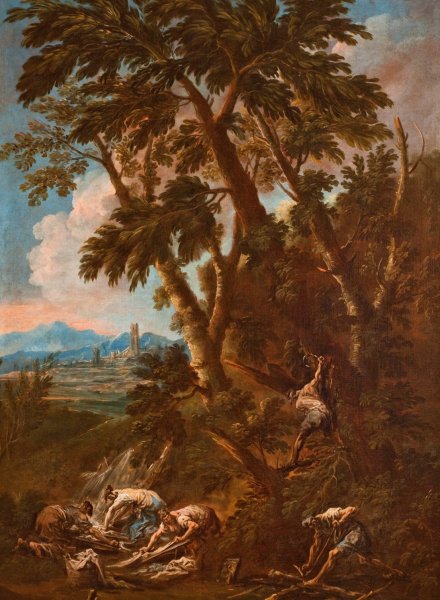 Main Product Photo of Washerwomen and Woodcutters  Painting by Alessandro Magnasco