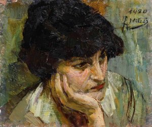 Ritratto femminile by Alessandro Milesi Oil Painting