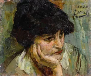 Ritratto femminile by Alessandro Milesi Oil Painting