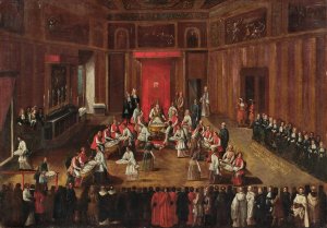 Ceremony of the Agnus Dei celebrated by Pope Clemens XI by Alessandro Piazza Oil Painting
