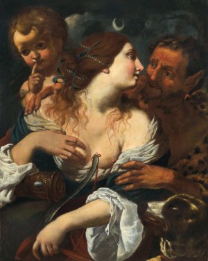 Diana, a Satyr and Cupid by Alessandro Rosi Oil Painting