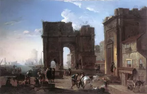 Harbour View with Triumphal Arch Oil painting by Alessandro Salucci