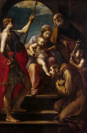 Holy Family with Saints by Alessandro Tiarini - Oil Painting Reproduction