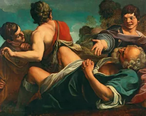 The Drunkenness of Noah by Alessandro Tiarini Oil Painting