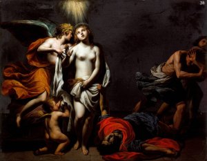Saint Agnes Protected by an Angel by Alessandro Turchi Oil Painting