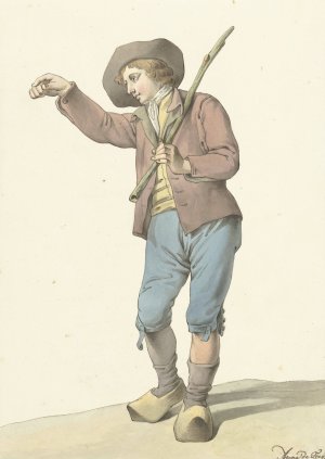 Boerenjongen wijzend met de rechterhand by Aletta De Freij Oil Painting