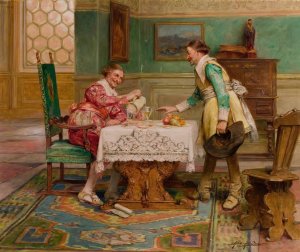 Cavaliers in an Interior by Alex De Andreis Oil Painting