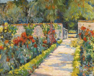 A Sunlit Garden by Alexander Altmann Oil Painting