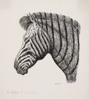 Hoved af en Zebra by Alexander Blom Oil Painting