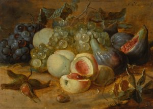 Still life with peaches and figs by Alexander Coosemans Oil Painting