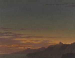 Close of the Day; Sunset on the Coast by Alexander Cozens Oil Painting