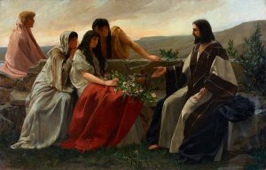 Christ and Women by Alexander Demetrius Goltz Oil Painting