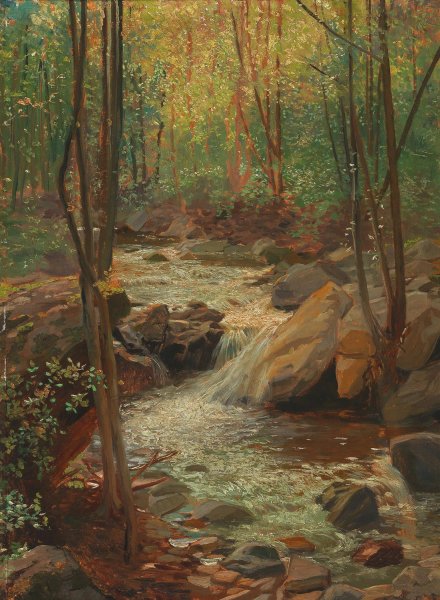Main Product Photo of Woodland Stream Painting by Alexander Demetrius Goltz