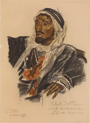 Cheikh Sattane, Chef de la tribu Haddidine Oil painting by Alexander Evgenievich Yakovlev