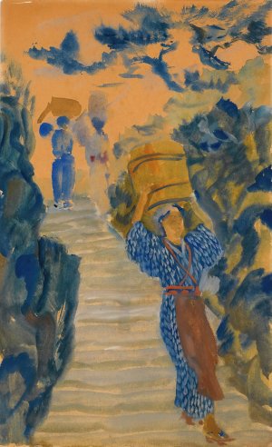 Japanese Water-Carriers by Alexander Evgenievich Yakovlev Oil Painting