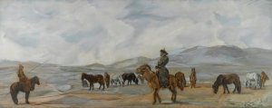 Mongolian Horsemen by Alexander Evgenievich Yakovlev Oil Painting