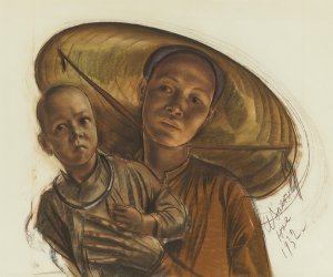Mother And Child by Alexander Evgenievich Yakovlev Oil Painting