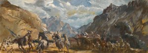 Polo Game At Misgar by Alexander Evgenievich Yakovlev Oil Painting