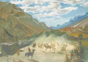 Polo Game At Misgar by Alexander Evgenievich Yakovlev Oil Painting