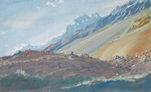 The Foothills Of The Karakoram Mountains by Alexander Evgenievich Yakovlev Oil Painting