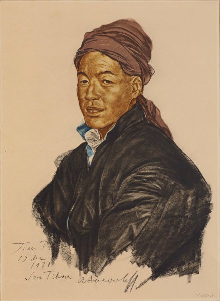 Main Product Photo of Tien-Po, Guide de la Mission entre Hami et Souchow  Painting by Alexander Evgenievich Yakovlev
