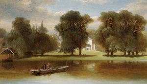 Fishing On The Thames At Twickenham by Alexander Frederick Rolfe Oil Painting