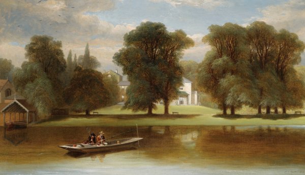 Fishing On The Thames At Twickenham  by Alexander Frederick Rolfe - Hand-Painted Oil Painting Reproduction