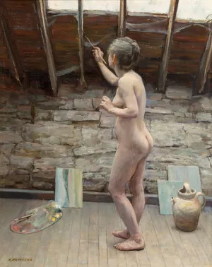 Model Painting by Alexander Harrison Oil Painting