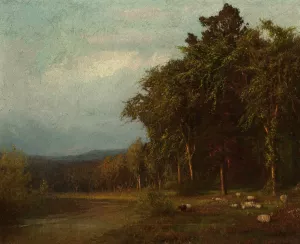 Cattle Grazing, Late Afternoon by Alexander Helwig Wyant Oil Painting