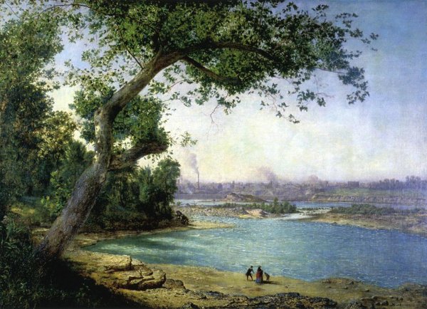 Main Product Photo of Falls of the Ohio and Louisville Painting by Alexander Helwig Wyant