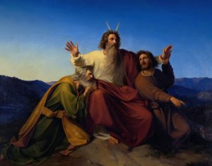 Moses, Aaron and Hur by Alexander Heubel Oil Painting