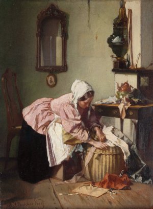 The Rag Basket by Alexander Hugo Bakker Korff Oil Painting