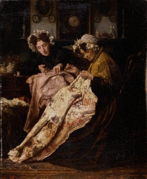 The Seamstress by Alexander Hugo Bakker Korff Oil Painting