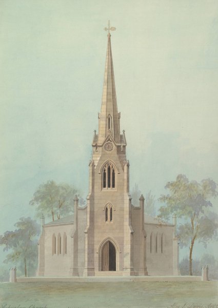 Main Product Photo of Church of the Holy Apostles, New York City  Painting by Alexander Jackson Davis