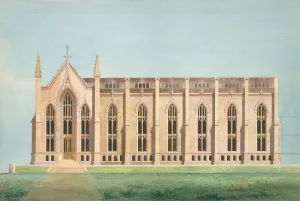 Design for the North Wing of the Library and Chapel Building at the University of Michigan, Ann Arbor by Alexander Jackson Davis Oil Painting