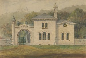 Gate Lodge for Amos G. Hull, Newburgh, New York by Alexander Jackson Davis Oil Painting