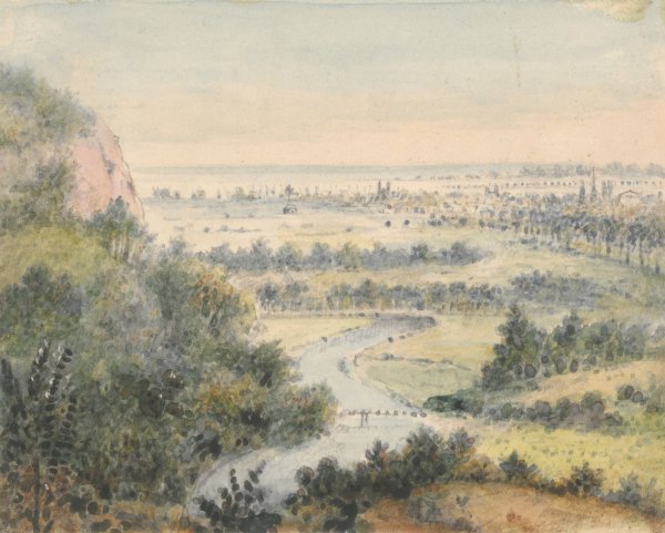 New Haven from East Rock  by Alexander Jackson Davis - Hand-Painted Oil Painting Reproduction