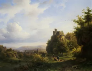Landscape with a Castle Beyond by Alexander Joseph Daiwaille Oil Painting