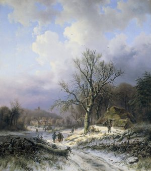 Snow Landscape by Alexander Joseph Daiwaille Oil Painting
