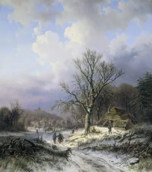 Snow Landscape by Alexander Joseph Daiwaille Oil Painting
