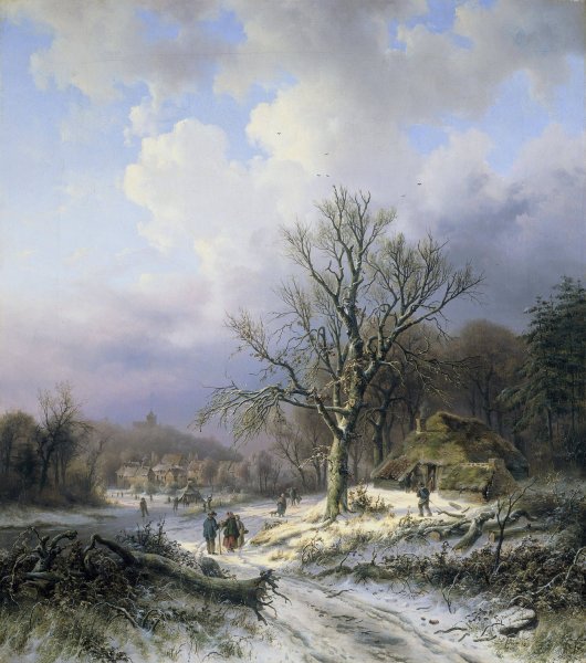 Snow Landscape  by Alexander Joseph Daiwaille - Hand-Painted Oil Painting Reproduction