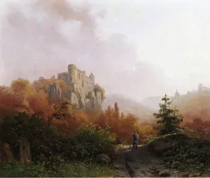 Summer: A Peasant on a Rocky Path, a Ruin in the Background by Alexander Joseph Daiwaille - Oil Painting Reproduction