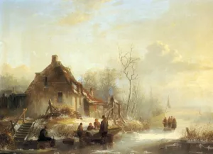 Picnic on a Frozen Lake by Alexander Joseph Wittevronghel - Oil Painting Reproduction