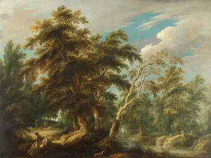 Hunters in a Forest by Alexander Keirinckx Oil Painting