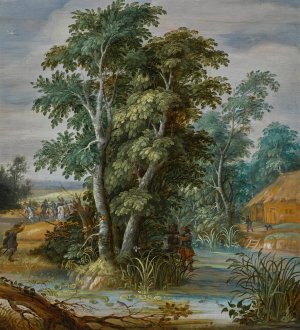 An ambush in a wooded landscape by Alexander Keirincx Oil Painting