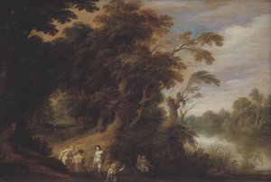 Wooded Landscape with Bathing Nymps by Alexander Keirincx Oil Painting