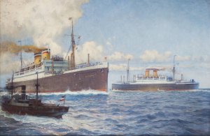 Hamburg Ship by Alexander Kircher Oil Painting