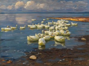 Enten im See Oil painting by Alexander Koester