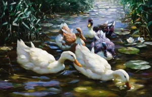Five Ducks by Alexander Koester Oil Painting